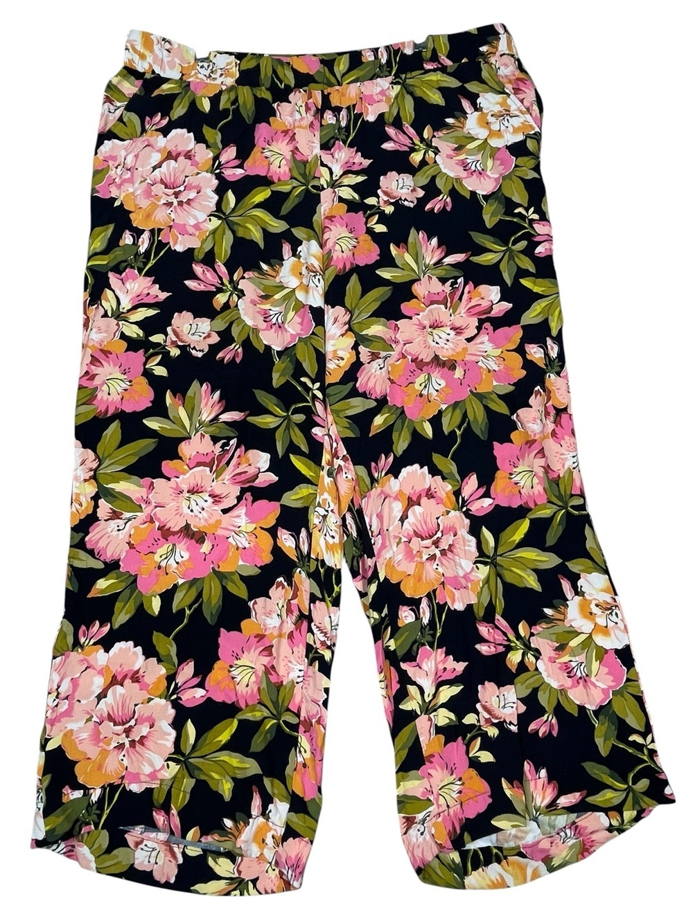 Loft Floral Palazzo Wide Leg Chic Versatile Summer Casual Flowy Fun Pants Sz XL